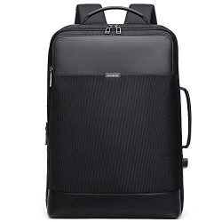 Expandable Large Leather Laptop Backpack Men Professional Slim Anti Theft Business Work Carry on ...