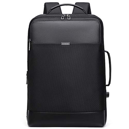 Expandable Large Leather Laptop Backpack Men Professional Slim Anti ...