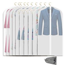 VICKERT Hanging Garment Bag Lightweight Suit Bags, 10 Pack Clear Garment Bags, Dress Garment Bag ...