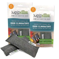 MOSO NATURAL Mini Odor Absorbers. for Shoes, Gym Bags and Sports Equipment. 2 Packs of 2 (4 Total)