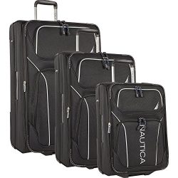 Nautica 3 Piece Luggage Set-Lightweight for Travel2, Black/Grey