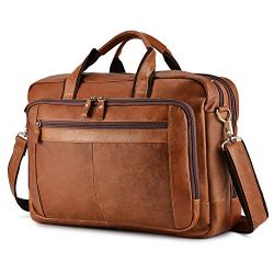 BAIGIO Men’s Leather 17″ Laptop Business Briefcase Shoulder Tote Bag Portfolio Satch ...