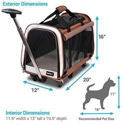 FrontPet Rolling Pet Travel Carrier with 6 Removable Wheels and Backpack Straps, Strong Breathab ...