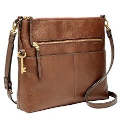 Fossil Women’s Fiona Leather Large Crossbody Handbag, Brown