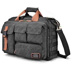 LOKASS 17.3 Inches Laptop Bag Canvas Messenger Bag Business Travel Shoulder Bag Large Capacity C ...