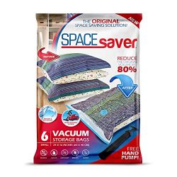 Spacesaver Premium Vacuum Storage Bags. 80% More Storage! Hand-Pump for Travel! Double-Zip Seal  ...