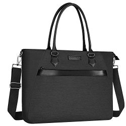 MOSISO Woman Laptop Tote Bag (Up to 17.3 inch),Water Repellent PU & Polyester Work Business  ...