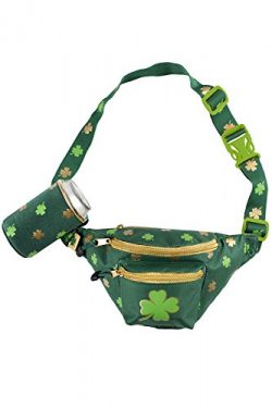 Green and Gold St. Patrick’s Day Clover Fanny Pack w/Drink Holder – St. Paddy’ ...