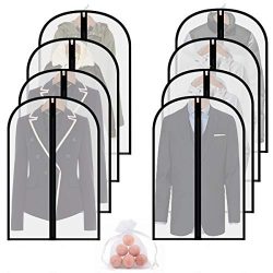 homeminda Moth Proof Garment Bag 8packs 40in Clear Suit Dust Cover Hanging Lightweight Breathabl ...