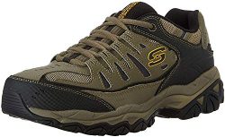 Skechers Men’s AFTER BURN M.FIT Memory Foam Lace-Up Sneaker, Pebble/Black/Pebble, 12 M US